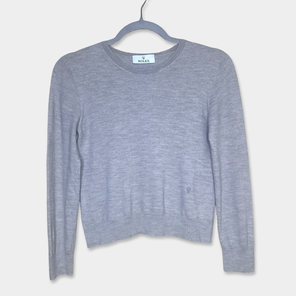 ROLEX Vintage Promotional Sweater Size S Beige Wool Embroidered Crown GUC